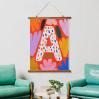 Bright Dopamine Decor Monogram Letter A Tapestry