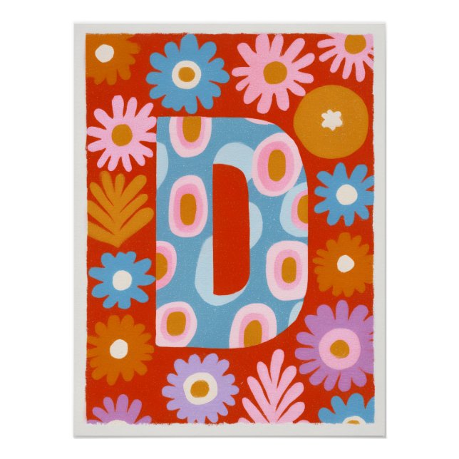 Bright Dopamine Decor Monogram Letter D Poster (Front)