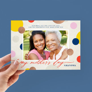 Bright Dots Happy Mother's Day Grandma Photo Holiday Card