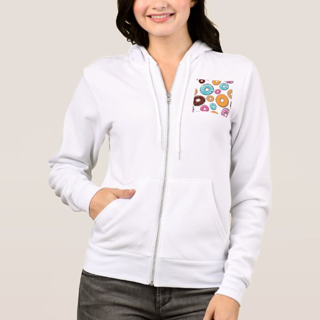 Bright Doughnut Whimsical Pattern Hoodie (Front)