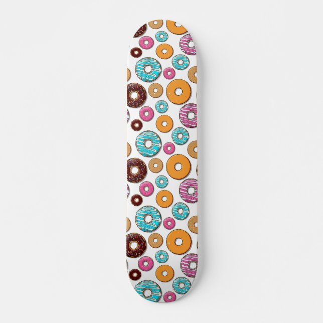 Bright Doughnut Whimsical Pattern Skateboard (Front)
