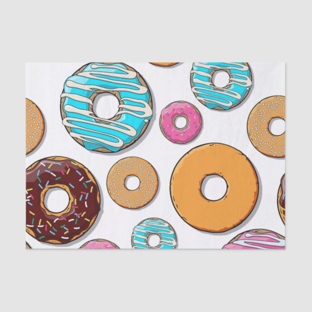 Bright Doughnut Whimsical Pattern Tissue Paper (Front)