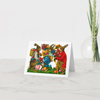 Bright Easter Bunnies Vintage Holiday Card