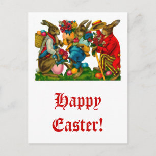 Bright Easter Bunnies Vintage Holiday Postcard