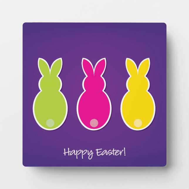 Bright Easter Bunny Silhouette Plaque (Front)