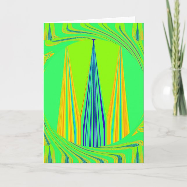 Bright Edgy Geometrical Neon  Pattern Art Design Card (Front)