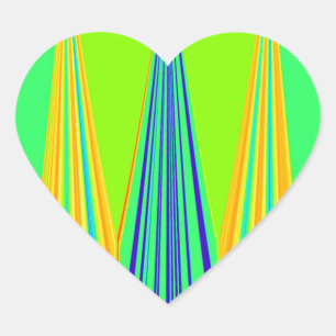 Bright Edgy Geometrical Neon  Pattern Art Design Heart Sticker