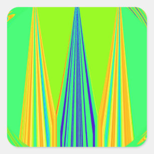 Bright Edgy Geometrical Neon  Pattern Art Design Square Sticker