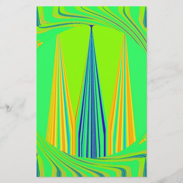 Bright Edgy Geometrical Neon  Pattern Art Design Stationery (Front)
