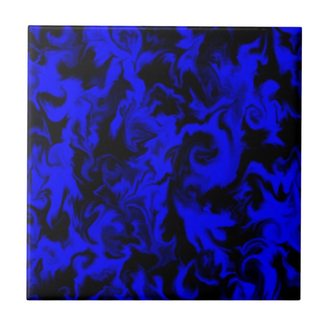 Bright Electric Blue & Black mixed colour tile (Front)