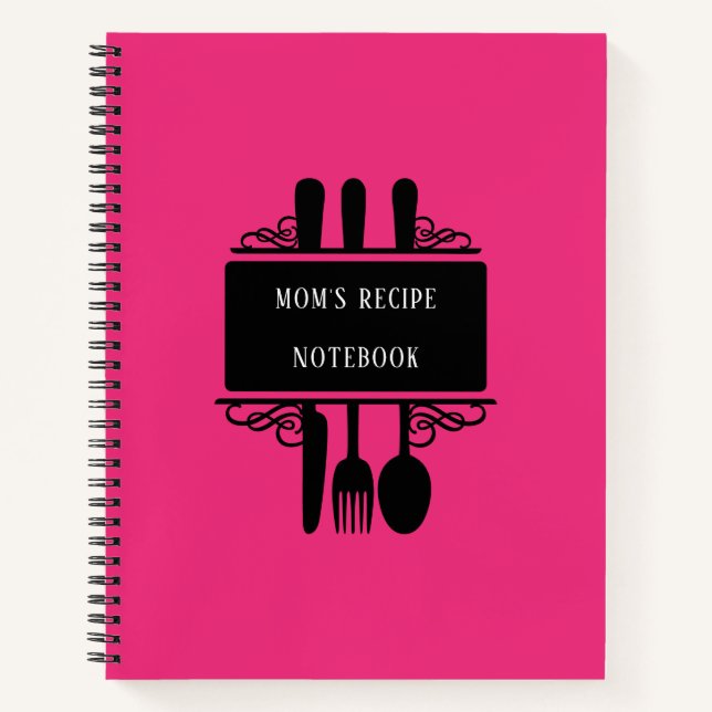 Bright Elegant Pink Baking Cooking Mum's Recipe Notebook (Front)