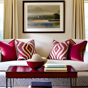 Bright Elegant Red and White Star Cushion