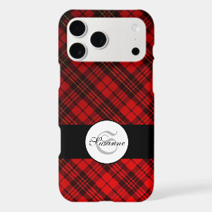 Bright Elegant Red Christmas tartan Monogram 