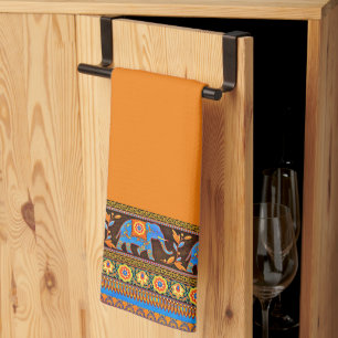 Bright elephants kitchen towel