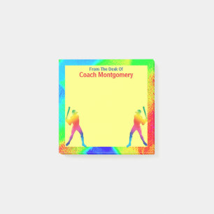 Bright Energetic Baseball Theme for Coach Post-it Notes