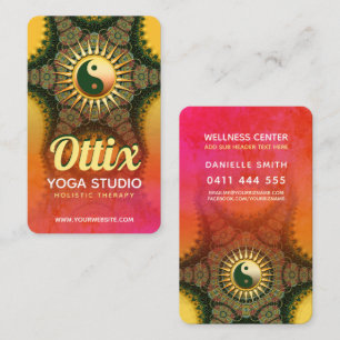 Bright Energy Green Mandala Balance Yoga New Age Business Card