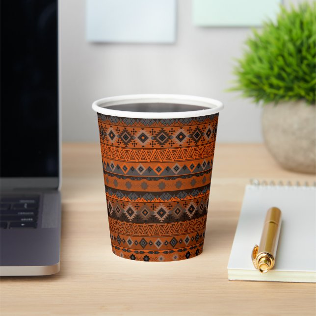 Bright ethnic striped pattern. paper cups (Insitu)