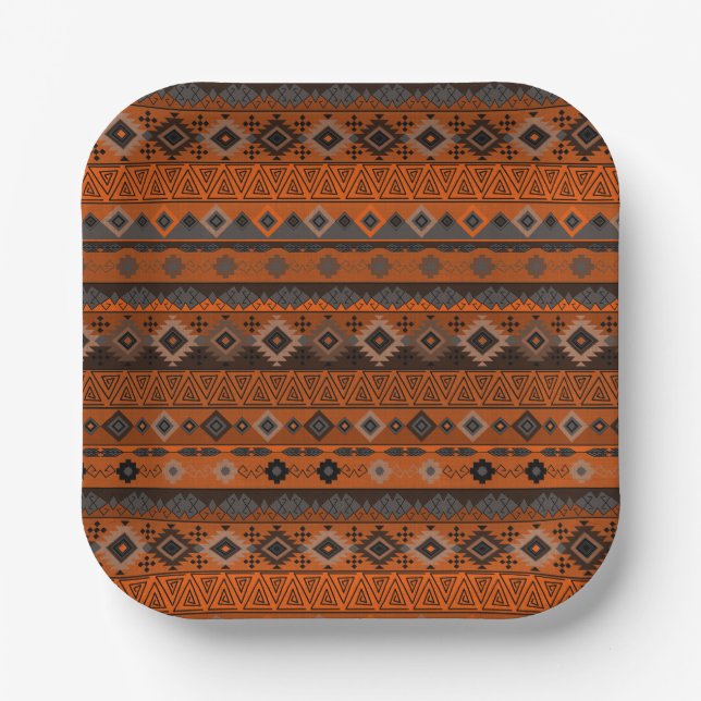 Bright ethnic striped pattern. paper plate (Front)
