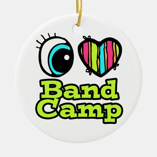 Bright Eye Heart I Love Band Camp Ceramic Tree Decoration (Front)