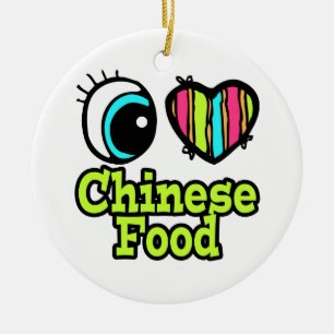 Bright Eye Heart I Love Chinese Food Ceramic Tree Decoration