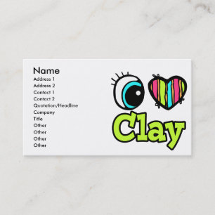 Bright Eye Heart I Love Clay Business Card