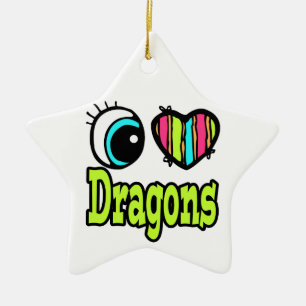 Bright Eye Heart I Love Dragons Ceramic Tree Decoration