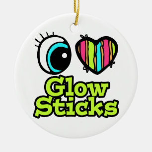 Bright Eye Heart I Love Glow Sticks Ceramic Tree Decoration