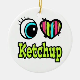 Bright Eye Heart I Love Ketchup Ceramic Tree Decoration