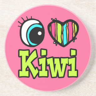 Bright Eye Heart I Love Kiwi Coaster