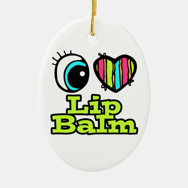 Bright Eye Heart I Love Lip Balm Ceramic Tree Decoration (Front)