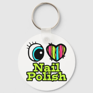 Bright Eye Heart I Love Nail Polish Key Ring