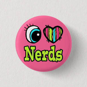 Bright Eye Heart I Love Nerds 3 Cm Round Badge