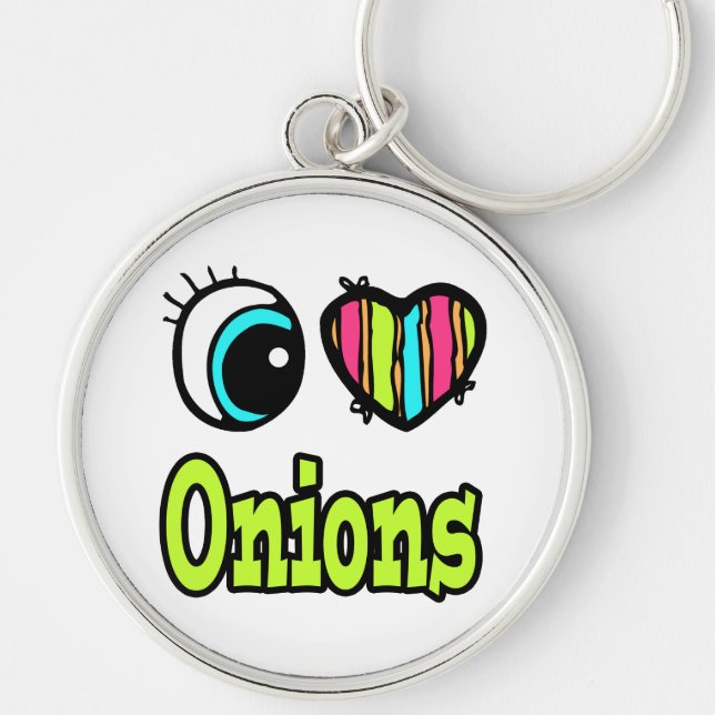 Bright Eye Heart I Love Onions Key Ring (Front)