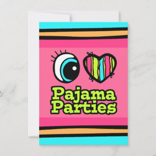 Bright Eye Heart I Love Pajama Parties Invitation