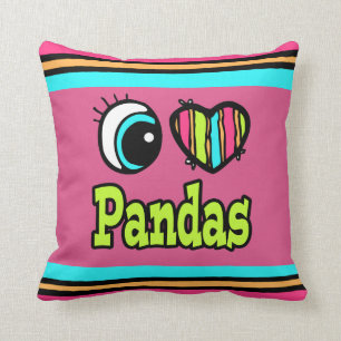 Bright Eye Heart I Love Pandas Cushion