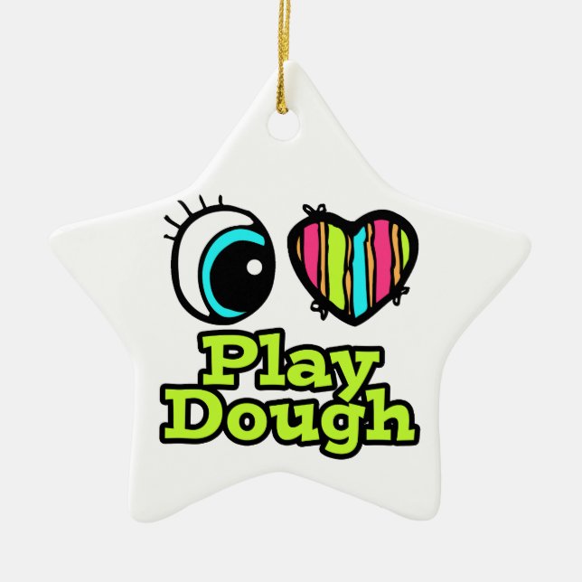 Bright Eye Heart I Love Play Dough Ceramic Tree Decoration (Front)