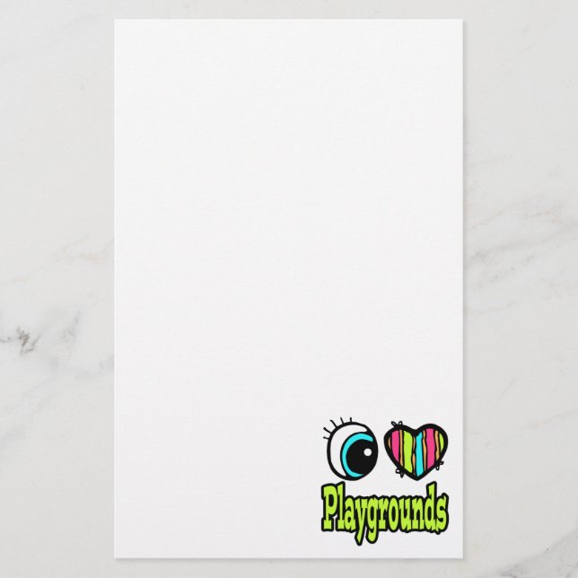 Bright Eye Heart I Love Playgrounds Stationery (Front)