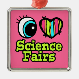 Bright Eye Heart I Love Science Fairs Metal Tree Decoration