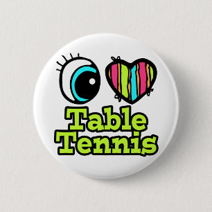 Bright Eye Heart I Love Table Tennis 6 Cm Round Badge