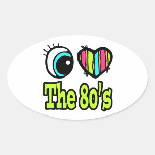 Bright Eye Heart I Love the 80s Oval Sticker