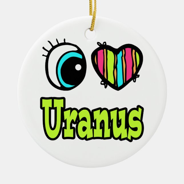 Bright Eye Heart I Love Uranus Ceramic Tree Decoration (Front)