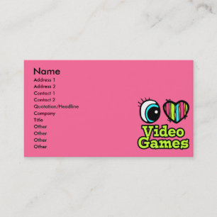 Bright Eye Heart I Love Video Games Business Card