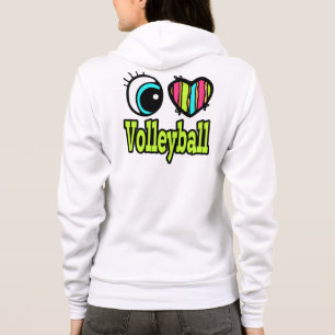 Bright Eye Heart I Love Volleyball Hoodie
