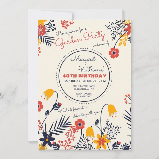 Bright-eyed Flowers Invitation (Front)