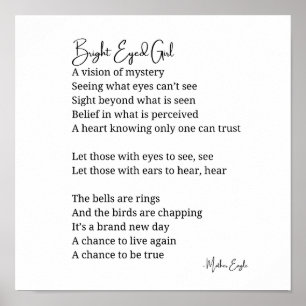 Bright Eyed Girl Inspirational Poem Wall Art