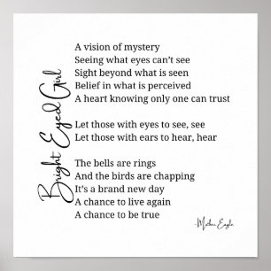 Bright Eyed Girl Inspirational Poem Wall Art Decor