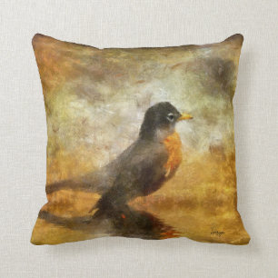 Bright Eyed Robin by Lois Bryan Cushion