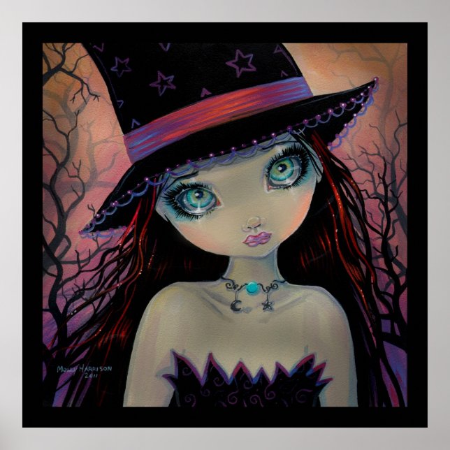 Bright Eyed Witch Fantasy Art Poster (Front)