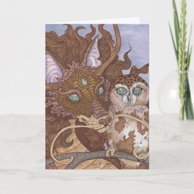 Bright Eyes Owl and Dragon Card (Front)