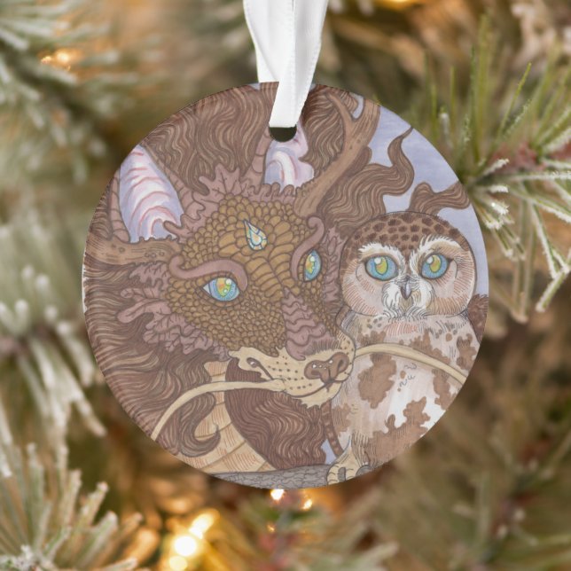 Bright Eyes Owl and Dragon Ornament (Tree)